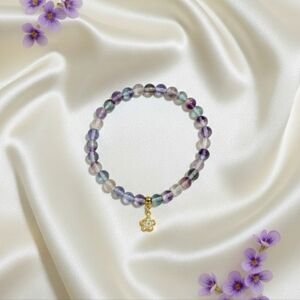 Fluorite Bracelet With Cubic Zirconia Charm